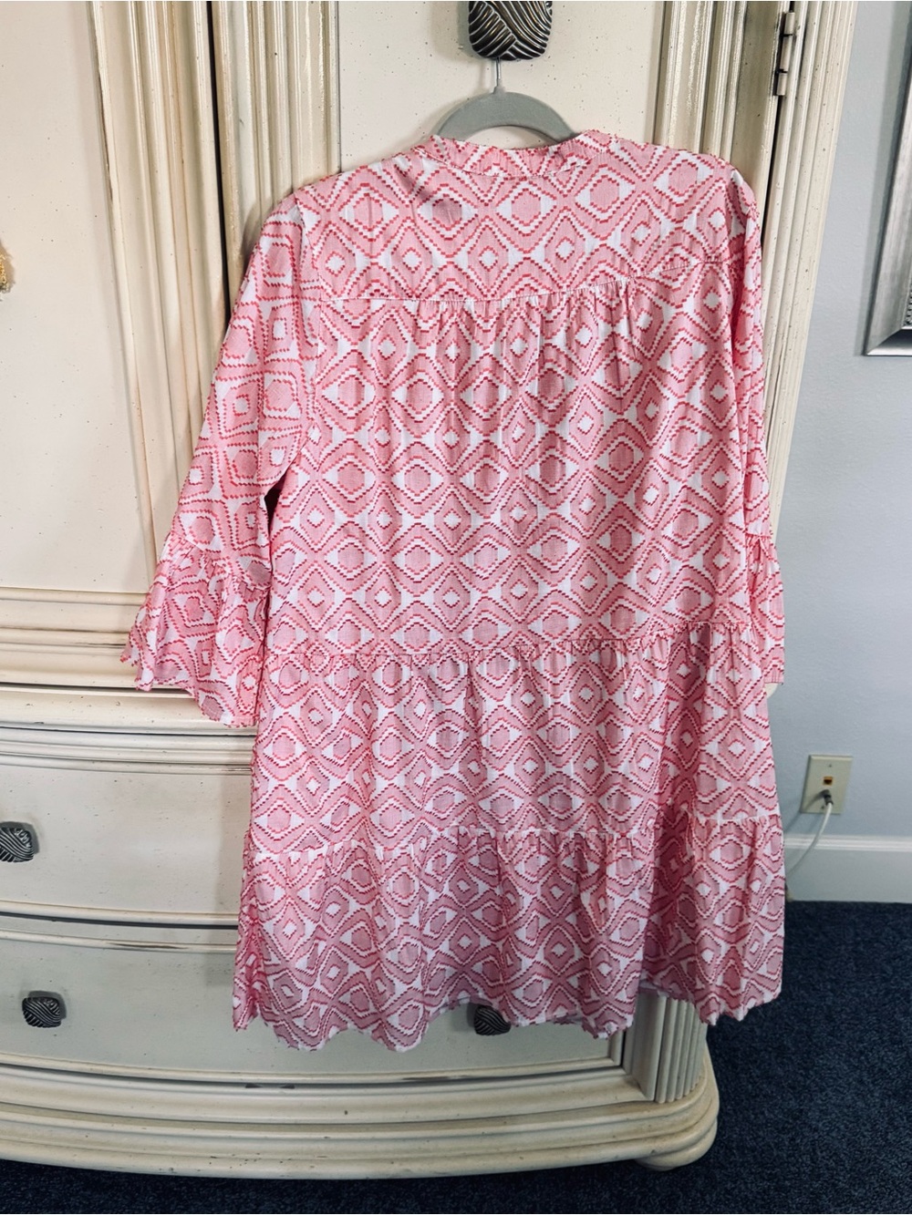 Tommy Bahama Red and White Printed Tassel Tunic Dress fully lined - Picture 6 of 10